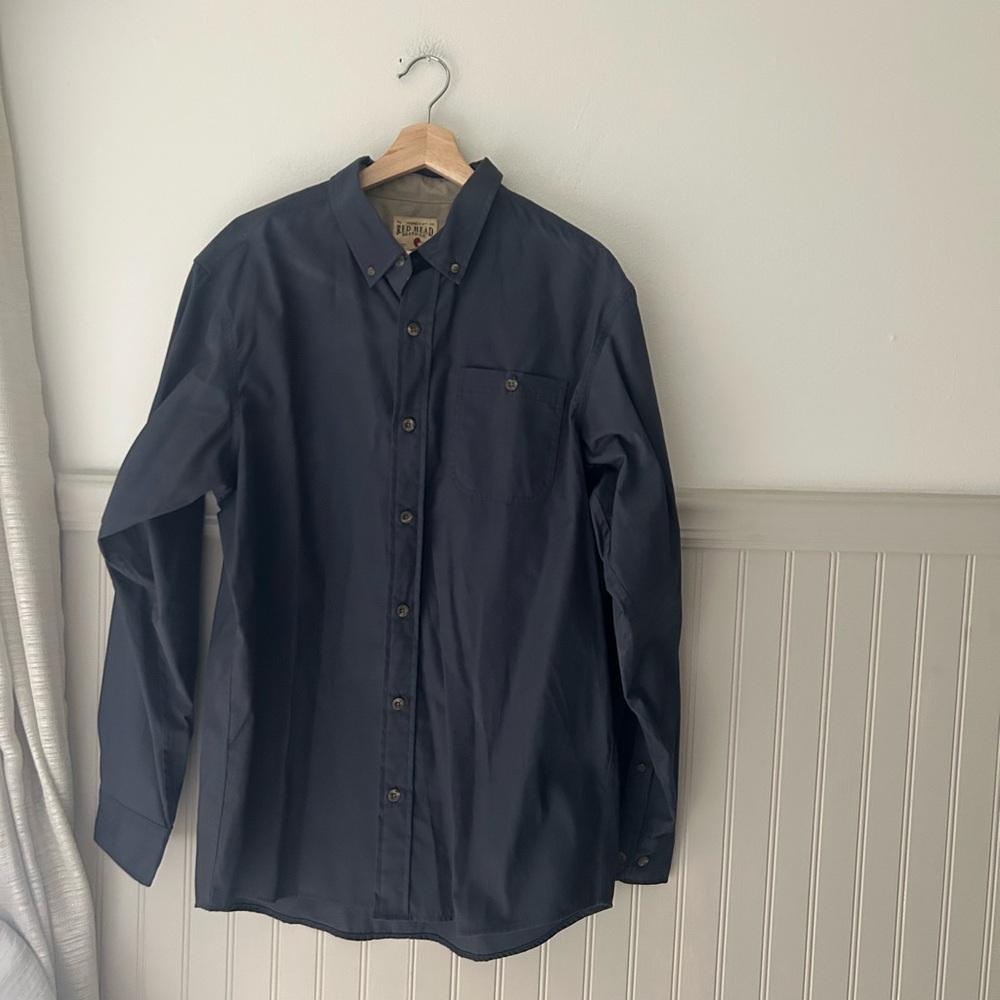 Red Head Men’s Large Navy Blue Button-Up Long Sleeve Shirt